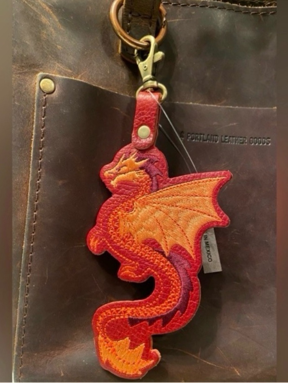 Portland Leather Chili Red Dragon Bag Charm Bag Flair - NEW